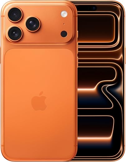 Apple iPhone 17 Pro Max 256 Go : Écran 6,9 Pouces, Puce A19 Pro, Autonomie Record sur iPhone, Système caméra Pro Fusion, Caméra Avant Center Stage ; Orange Cosmique