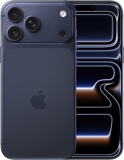 Apple iPhone 17 Pro Max 256 Go : Écran 6,9 Pouces, Puce A19 Pro, Autonomie Record sur iPhone, Système caméra Pro Fusion, Caméra Avant Center Stage ; Bleu Intense